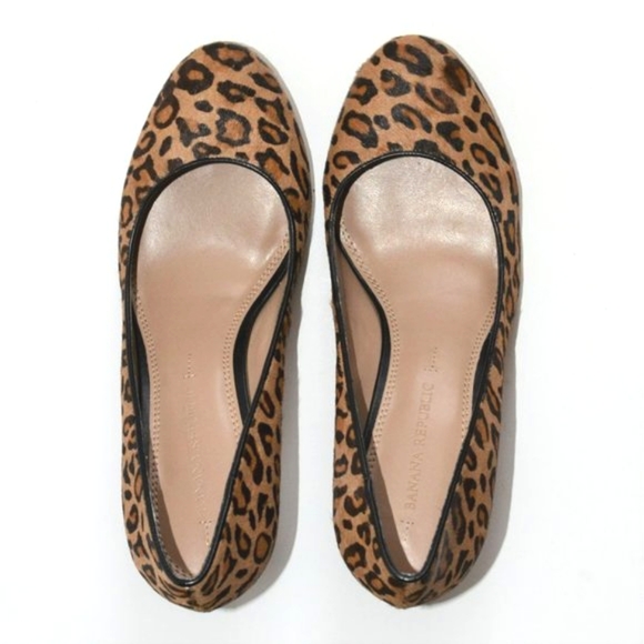 NWOT / NWOB Size 6.5 Banana Republic "Ivonne" Leopard Print-Dyed Calf Hair Pumps - Picture 4 of 15
